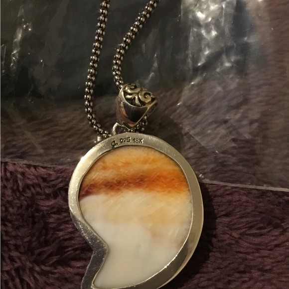 NWT Samual B 18K Accented Spiney Oyster Gemstone Gold Necklace 18” - 26-28” - Picture 3 of 9